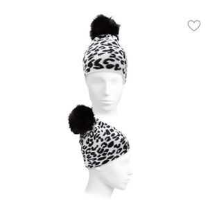 Leopard-Print & Faux Fur Pom-Pom Beanie